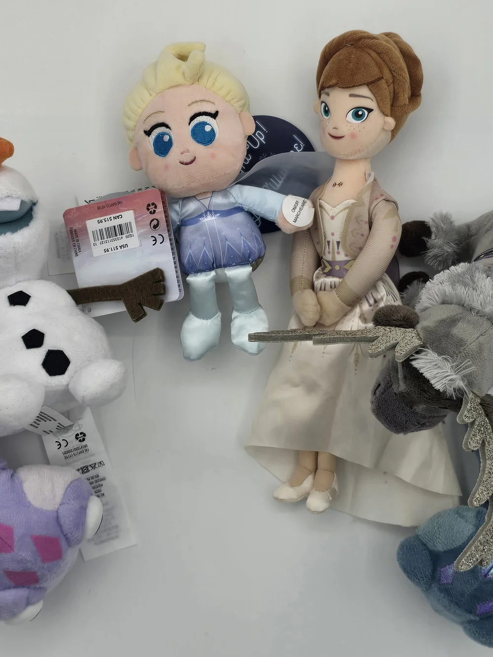 6 Disney Frozen Elsa & Anna,Sven , 2 Bruni Plush Dolls - Blue, Cream, Brown